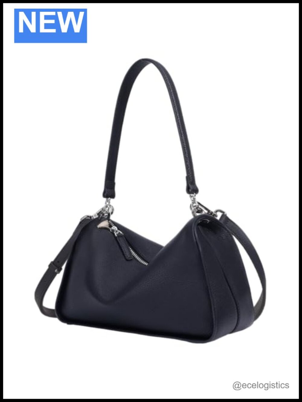 Full-Grain Leather Hobo Crossbody Bag Adjustable Strap w/ Pocket